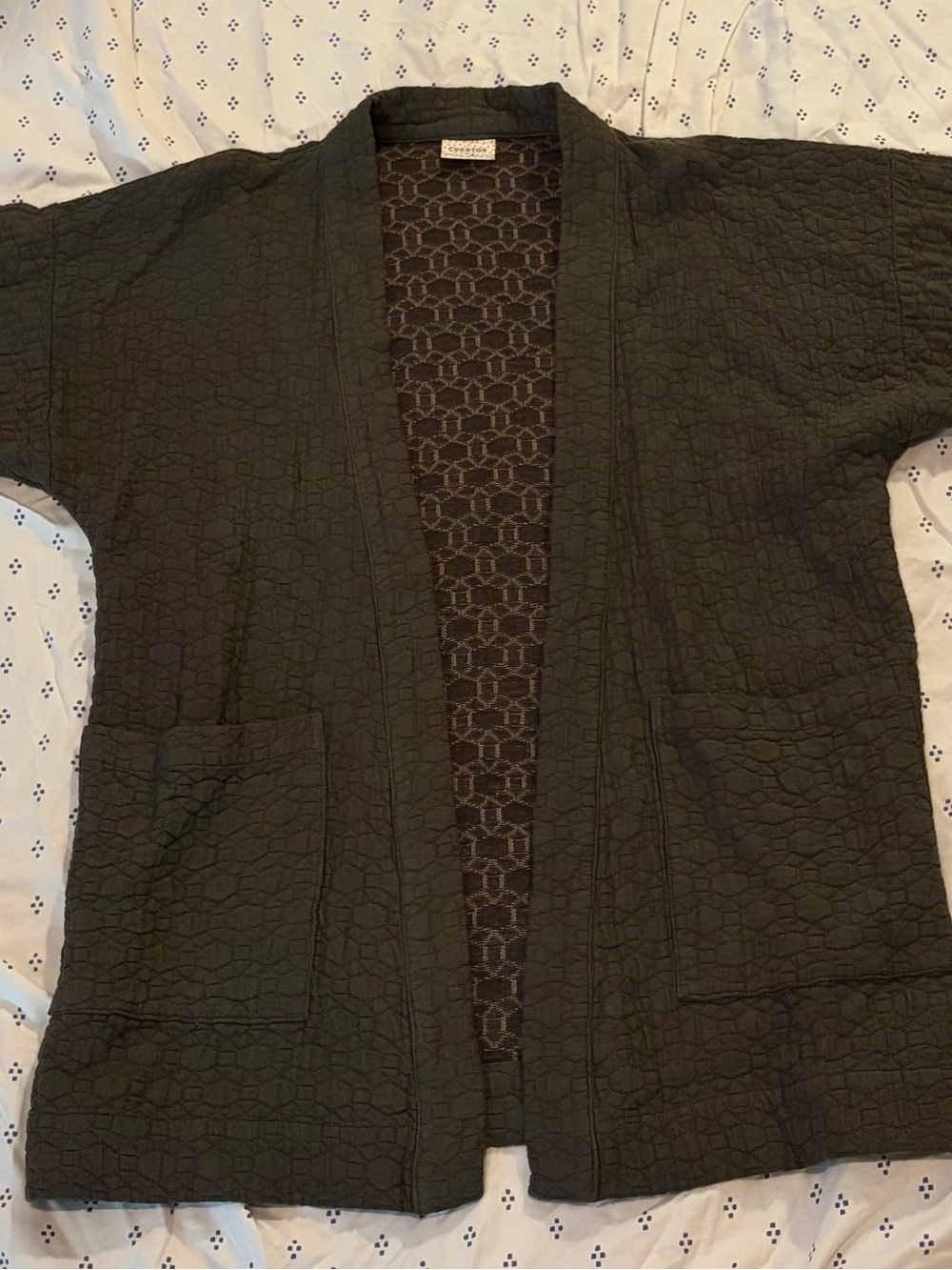 Curator SF - Quilted Open-Front Cardigan in Moss